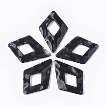 Honeyhandy Acrylic Big Pendants, Imitation Gemstone Style, Kite, Black, 59x39x5.5mm, Hole: 2mm, about 135pcs/500g