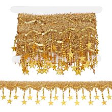 NBEADS About 4.92 Yards(4.5m) Star Beads Trim, Embroidery Lace Trim Star Craft Paillette Fringe Lace Sparkle Tassel Lace Ribbon for Sewing Craft Home Party Decoration, Goldenrod