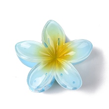 Honeyhandy Plastic Claw Hair Clips, with Iron Findings, for Woman Girls, Flower, Light Sky Blue, 74x79x45mm