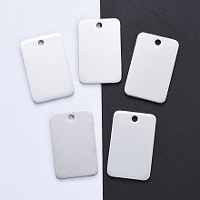 Honeyhandy Tarnish Resistant 304 Stainless Steel Pendants, Manual Polishing, Blank Stamping Tags, Rectangle, Stainless Steel Color, 31x20x1.8mm, Hole: 2.5mm