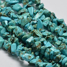 Chips Synthetic Turquoise Beads Strands, Dyed, Dark Turquoise, 5~8x5~8mm, Hole: 1mm, 34 inch