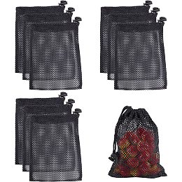 GORGECRAFT 10Pcs Black Mesh Drawstring Bags Multi Functional Travel Stuff Sack with Drawstring Jewelry Pouches for Clothes Cosmetics Shower Gels Bottle, 25x15CM