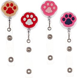 CHGCRAFT 4 Styles Cat Paw Shape Retractable Badge Reels, Paw Retractable Badge Clip, Alligator Clip Retractable Badge Holder, 46.5 inch Retractable Cord for Doctor Nurse, Colorful