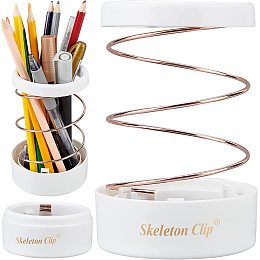 GORGECRAFT Retractable Pen Pencil Telescopic Holder Pencil Case Metal Wire Pencil Cup Holders Vertical Stand Up Pencil Case for School Classroom Office Home Teachers Works (Light Salmon)