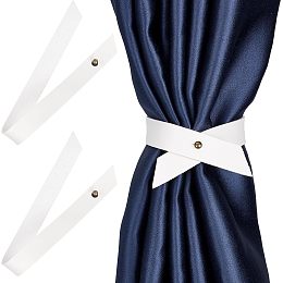 GORGECRAFT 2Pcs Window Treatment Holdbacks Curtain Leather Tiebacks Curtains Tie Back Clips Outdoor Drape Holder Decorative Drapery Rod Holders for Living Dining Room Bedroom Office Cafe