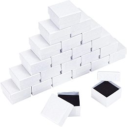 NBEADS 24 Pcs 2.01" Cardboard Jewelry Boxes, 5.1x5.1x3.3cm White Square Storage Box with Black Sponge for Jewelry Storage Packaging