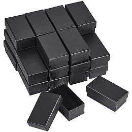 BENECREAT 24 Pack 2.8x1.5x1.2 Black Kraft Cardboard Jewelry Boxes Cowhide Pattern Kraft Necklace Bracelet Jewelry Box for Jewelry Set Display and Storage