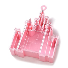 Honeyhandy Plastic Bead Containers, Candy Treat Gift Box, for Wedding Party Packing Box, Castle, Pink, 12.1x9x3.5cm, Hole: 5mm