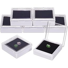 BENECREAT 10Pcs White Gemstone Display Box Jewelry Box Container with Clear Top Lids and Black Sponge for Gemstone, Jewelry, Coins, Crystal Diamond Display, 1.7x1.6x0.6inch