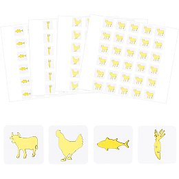 OLYCRAFT 2400Pcs 4 Styles Gold Meal Stickers 0.4” Cow/Fish/Chicken/Carrot Meal Choice Stickers Menu Choices Stickers for Wedding Banquet Place Card Meal Indicator Stickers Gold Kitchen Sticker