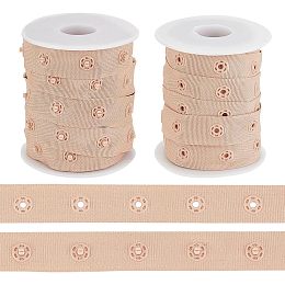 OLYCRAFT 10 Yards 2 Rolls Brown Sewing Snap Button Tape Trim 18mm Wide Press Button Tape Brown Polyester Button Tape Sewing Fastener Plastic Press Stud Ribbon Trim for Sewing DIY Crafts