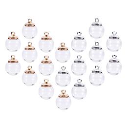 PandaHall Elite 50 pcs 12mm Mini Empty Clear Glass Globe Bottles with Platinum & Golden Brass Bails Cap for Earring Pendant DIY Jewelry Making