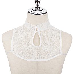 GORGECRAFT White Detachable Lady's False Collars Clothes Hollow-Out Neckline Trim Floral Lace Trim Sewing Applique Edge for Women Lady Summer Dress Suit Uniform Costume Sewing DIY Garment Accessories