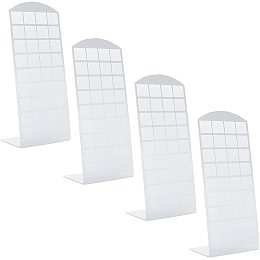 SUPERFINDINGS 4 Packs 1.8x3.5x3.5Inch 72 Holes White Acrylic Earrings Holder L-Shape Ear Studs Display Showcase White Plastic Jewelry Display Rack