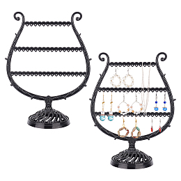 FINGERINSPIRE 2 Sets Wine Glass Shape Earring Holder 11" Tall Black Acrylic Earring Organizer Stand with 3 Tiers & 47 Holes Small Jewelry Display Stand for Dressing Table Nightstand Countertop