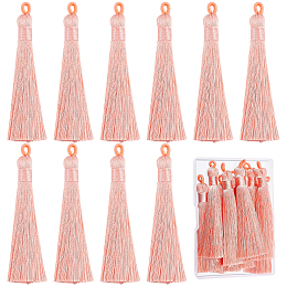 SUNNYCLUE 10Pcs Nylon Tassels Big Pendant Decorations, PeachPuff, 83~92x9~10mm, Hole: 1.5~4mm