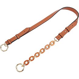 WADORN Leather Purse Strap Replacement, 32.6 Inch Adjustable Leather Purse Chain Handle Acrylic Handbag Chain Shoulder Bag Strap with Metal Clasps for Satchel Tote Clutches, Brown