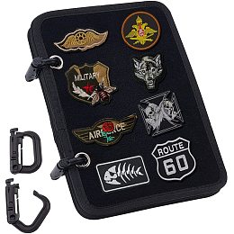 NBEADS 1 Set Tactical Patch Booklet Organizer, 5 Pages Black Flip-Page Patch Book Holder MiniPanel Board with Removable D-Buckles for Military Army Combat Morale Emblem