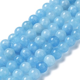 Natural Jade Imitation Aquamarine Beads Strands, Round, Dyed, Light Sky Blue, 8mm, Hole: 1.2mm, about 48pcs/strand, 14.57~14.69''(37~37.3cm)