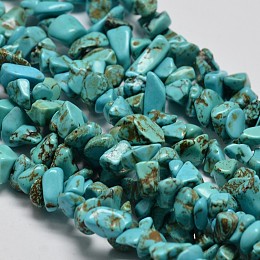 Honeyhandy Chips Synthetic Turquoise Beads Strands, Dyed, Dark Turquoise, 5~8x5~8mm, Hole: 1mm, 34 inch