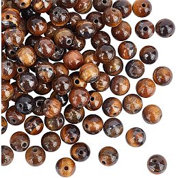 OLYCRAFT 126pcs 6~6.5mm Natural Tiger-Eye Gemstone Round Loose Beads Energy Stone Tiger Eye Round Beads Strands for Bracelet Necklace Jewelry Making