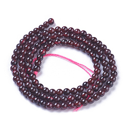 Honeyhandy Natural Garnet Beads Strands, Round, 3.5~4mm, Hole: 0.8mm, about 119~121pcs/strand, 15.74 inch~15.94 inch(40~40.5cm)
