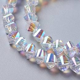 Honeyhandy Glass Imitation Austrian Crystal Beads, Faceted Twist, Clear AB, 10x7.5mm, Hole: 1.4mm