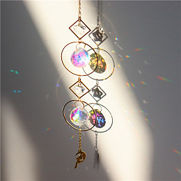 Honeyhandy Quartz Crystal Big Pendant Decorations, Hanging Sun Catchers, Fairy, Clear AB, 42cm