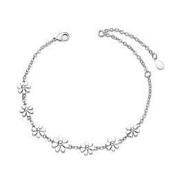 Arricraft Brass Link Anklet, with Cable Chains, Daisy, Platinum, 39451 inch(21cm)