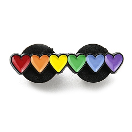 Honeyhandy Pride Rainbow Enamel Pins, Black Alloy Brooches for Backpack Clothes, Heart, 6x30.5x1.5mm