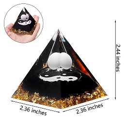 Honeyhandy Orgone Pyramid Protection Crystal Gemstone Pyramid Reiki Positive Energy Pyramid Chakra Meditation Pyramid for Success Health Lucky Anti-Stress Decor Gift Collection (Black), 60x60x62mm