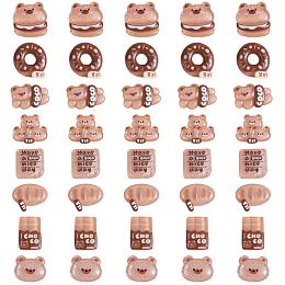 40Pcs Animal Bear Slime Resin Charms Doughnuts Bread Snack Resin Charm Opaque Flatback Embellishment Resin Charm for DIY Phonecase Decor Scrapbooking Crafts Jewelry Making Supplies, Chocolate, 24x20mm