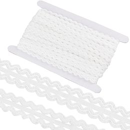 GORGECRAFT 10M Rick Rack Trim 20mm Wide Double Row Bending Fringe Trim White Wave Elastic Band Woven Braided Fabric Lace Embellishment for DIY Sewing Crafts Garment Accessories Gift Wrapping Supplies