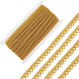 GORGECRAFT 20 Yards 0.39 Inch Metallic Braid Trim Gold Floral Lace Ribbon Embellishment Flower Pattern Edge Trims for Sewing Wedding Bridal Clothes Jewelry Accessories Lampshade Home DIY Crafts