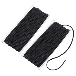 PandaHall Elite 65 Yards Metallic Cord, 3mm Flat Polyester Thread Braided Beading Cord Non-Stretch Tinsel Cord Rope Craft Ribbon for Quilting Trimming Christmas DIY Crafting Gifts Wrapping, Black