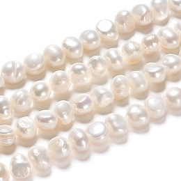 Honeyhandy Natural Cultured Freshwater Pearl Beads Strands, Two Sides Polished, Nuggets, Antique White, 6~8x4.5~6x5~6.5mm, Hole: 0.6mm, about 29pcs/strand, 6.93 inch(17.6cm)