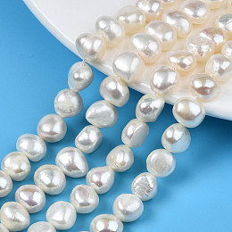 Honeyhandy Natural Cultured Freshwater Pearl Beads Strands, Two Sides Polished, Seashell Color, 8~9.5x8.5~11.5x5~7.5mm, Hole: 0.7mm, about 20~21pcs/strand, 6.69 inch~7.09 inch(17cm~18cm)