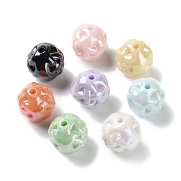 Honeyhandy UV Plating Rainbow Iridescent Acrylic Beads, Nut, Mixed Color, 14~15mm, Hole: 2mm, about 267pcs/500g