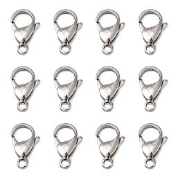 Honeyhandy Polished 316 Surgical Stainless Steel Lobster Claw Clasps, Parrot Trigger Clasps, Stainless Steel Color, 19x12x5mm, Hole: 3mm