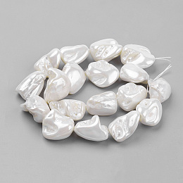 Honeyhandy Shell Pearl Beads Strands, Nuggets, WhiteSmoke, 9~28x8~27x7~20mm, Hole: 1mm, about 17~23pcs/strand, 15.7 inch(39.8cm)