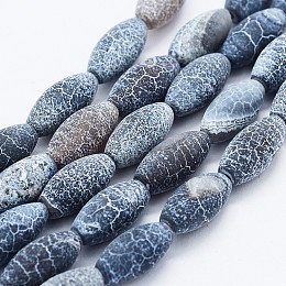 Honeyhandy Natural Weathered Agate Beads Strands, Dyed, Rice, 15.5~16x7~8mm, Hole: 0.8mm, about 25pcs/strand, 15.5 inch