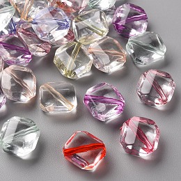 Honeyhandy Transparent Acrylic Beads, Rhombus, Mixed Color, 13x13x3mm, Hole: 1.6mm, Side Length: 12x12mm