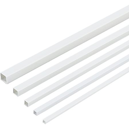 OLYCRAFT 30pcs ABS Plastic Square Bar Rods White Square Hollow Tubes Square Dowel Rods Styrene Rod for DIY Sand Table Architectural Model Making - 3/4/5/6/8mm