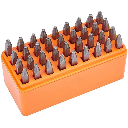 BENECREAT 36PCS 1.5mm Letter and Number Steel Metal Stamp Capital Letter and Number Punch Set(A~Z, &, 0-8) with Tool Case for Jewelry Leather Wood Stamping
