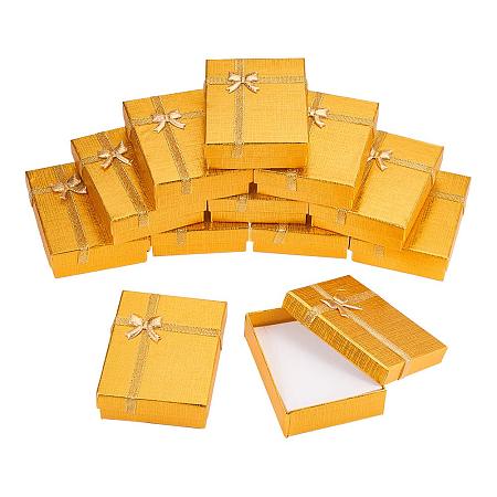 BENECREAT 12 Pack Gold Kraft Cardboard Jewelry Gift Boxes Necklace Ring Box with Bows for Anniversaries, Weddings, Birthdays - 3.5 x 2.7 x 1.1 Inches