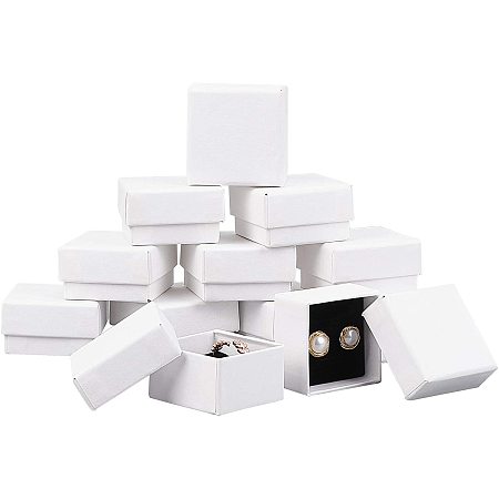 BENECREAT 24 Pack Small Square Kraft Ring Earring Box 2x2x1.2