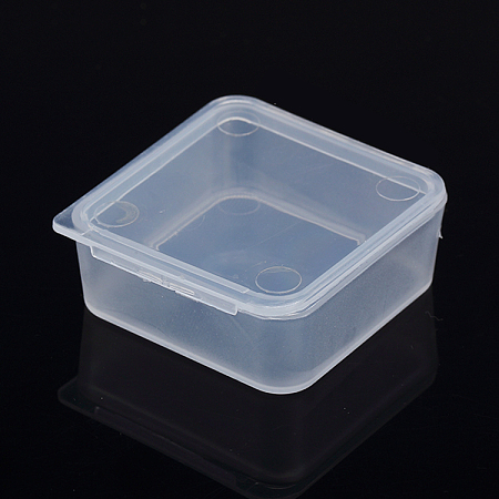 Honeyhandy Plastic Bead Containers, Cube, Clear, 3.9x3.9x1.6cm