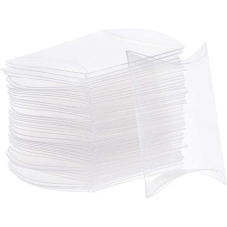 BENECREAT 50 Packs 3.5x2.5x1 inch Clear Plastic Pillow Favor Box Candy Treat Gift Box for Christmas Wedding Party Baby Shower Packing Box