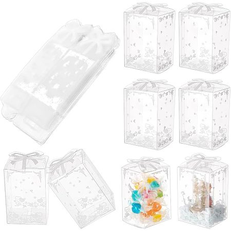 NBEADS 24 Pcs Clear Favor Boxes, 4.5x5x7.5cm(1.8x2x3 Inch) Transparent Candy Box Heart Print Favor Packaging Box for Wedding Birthday Party Jewelry Storage Display Valentine Candy Chocolate Christmas
