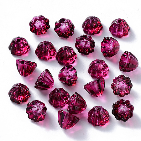 Arricraft Transparent Baking Painted Glass Beads, Imitation Jade, Lotus Pod, Purple, 11x10.5x8mm, Hole: 1mm